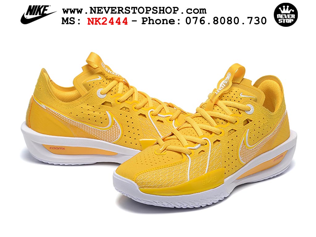 Giày bóng rổ outdoor Nike Zoom GT Cut 3 Vàng Trắng hàng đẹp siêu cấp replica 1:1 giá rẻ tại NeverStop Sneaker Shop Hồ Chí Minh