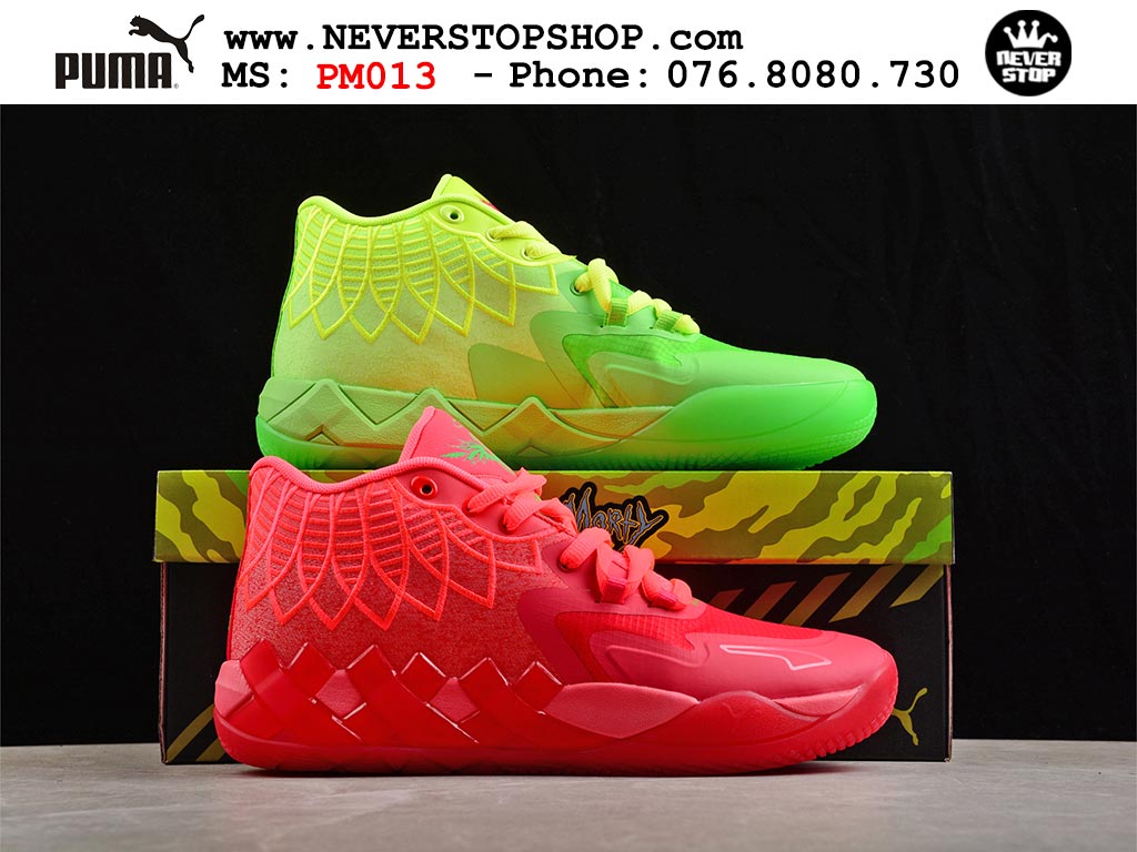 Giày bóng rổ Puma MB 01 Đỏ Xanh Lá nam nữ hàng đẹp sfake replica 1:1 như chính hãng real giá rẻ tại NeverStop Sneaker Shop HCM