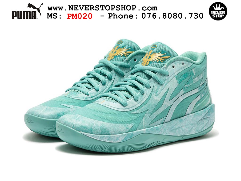Giày bóng rổ Puma MB 02 Xanh Vàng nam nữ hàng đẹp sfake rep 1:1 như chính hãng real giá rẻ tại NeverStop Sneaker Shop HCM