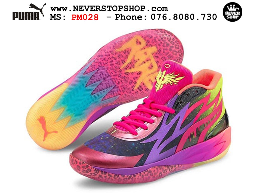 Giày bóng rổ Puma MB 02 Hồng Vàng nam nữ hàng đẹp sfake rep 1:1 như chính hãng real giá rẻ tại NeverStop Sneaker Shop HCM