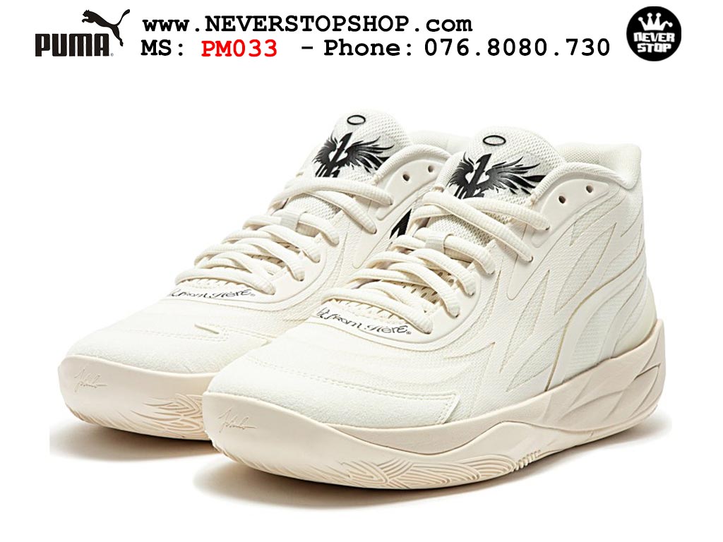 Giày bóng rổ Puma MB 02 Trắng Đen nam nữ hàng đẹp sfake rep 1:1 như chính hãng real giá rẻ tại NeverStop Sneaker Shop HCM
