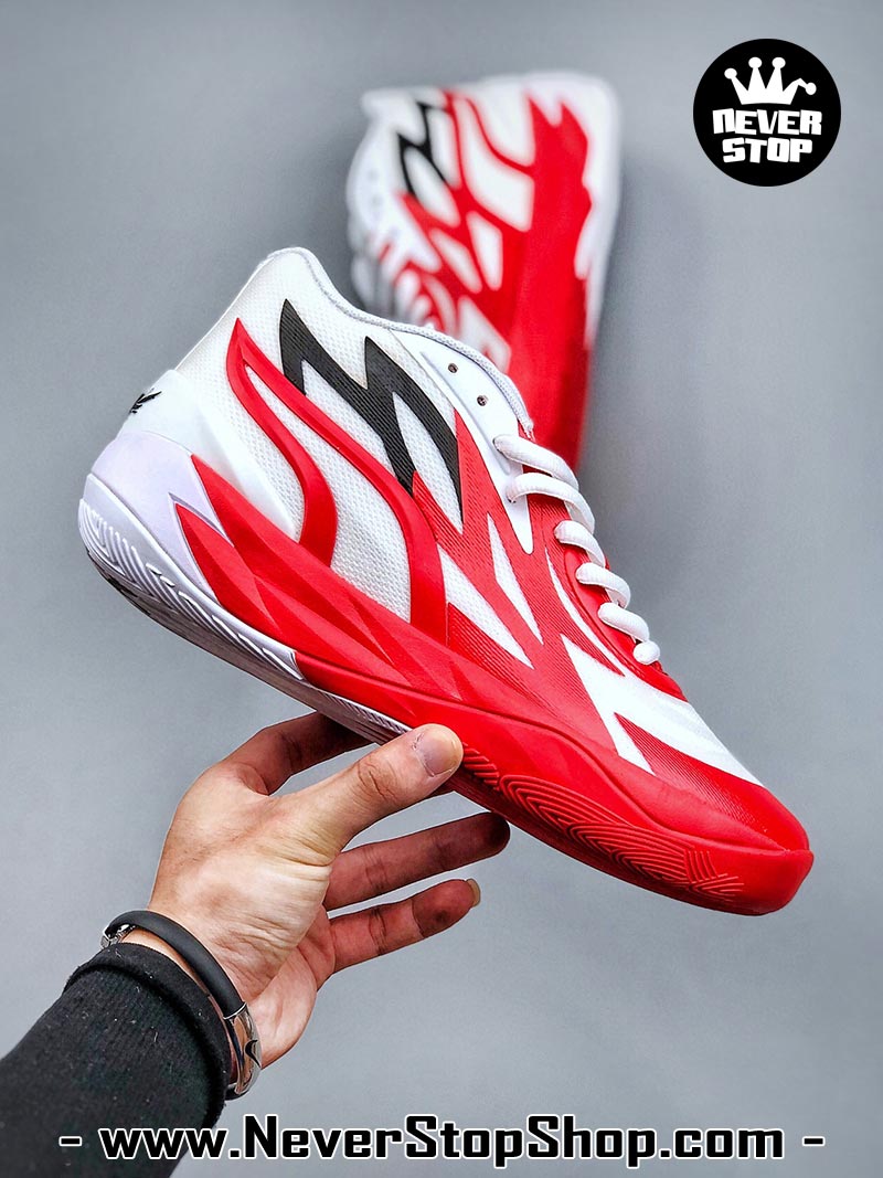 Giày bóng rổ Puma MB 02 Trắng Đỏ nam nữ hàng đẹp sfake rep 1:1 như chính hãng real giá rẻ tại NeverStop Sneaker Shop HCM