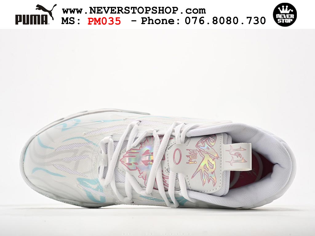 Giày bóng rổ Puma MB 03 Trắng nam nữ hàng đẹp sfake rep 1:1 như chính hãng real giá rẻ tại NeverStop Sneaker Shop HCM