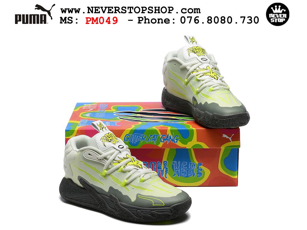 Giày bóng rổ Puma MB 03 Xanh Lá Xám nam nữ hàng đẹp like auth rep 1:1 như chính hãng real giá rẻ tại NeverStop Sneaker Shop HCM