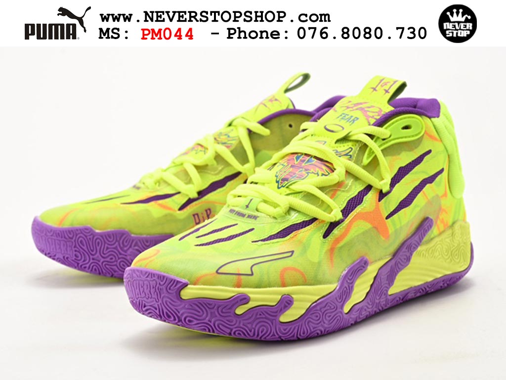 Giày bóng rổ Puma MB 03 Vàng Tím nam nữ hàng đẹp sfake rep 1:1 như chính hãng real giá rẻ tại NeverStop Sneaker Shop HCM