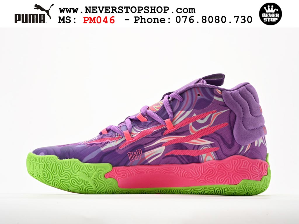 Giày bóng rổ Puma MB 03 Tím Xanh Lá nam nữ hàng đẹp sfake rep 1:1 như chính hãng real giá rẻ tại NeverStop Sneaker Shop HCM