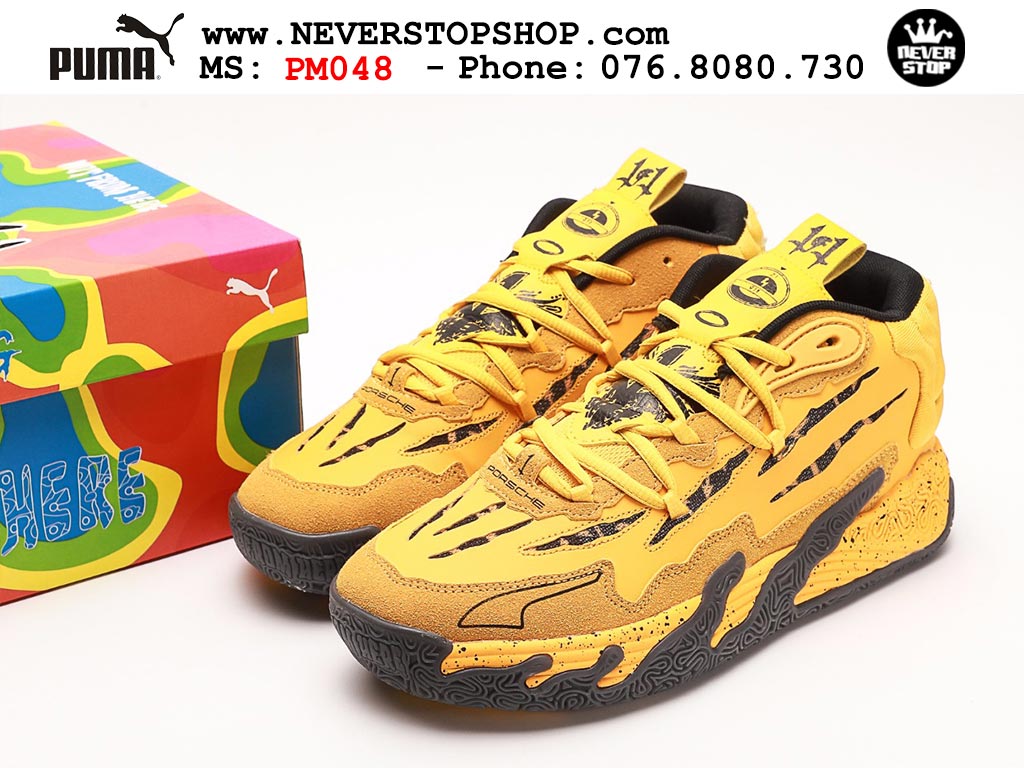 Giày bóng rổ Puma MB 03 Vàng Đen nam nữ hàng đẹp sfake rep 1:1 như chính hãng real giá rẻ tại NeverStop Sneaker Shop HCM