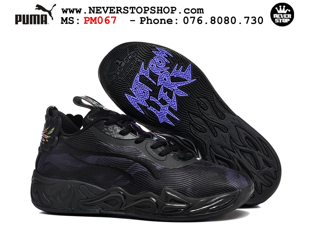 Giày bóng rổ Puma Lamelo Ball MB 04 Low Đen Tím nam nữ hàng đẹp bản best rep 1:1 như chính hãng real giá rẻ tại NeverStop Sneaker Shop HCM