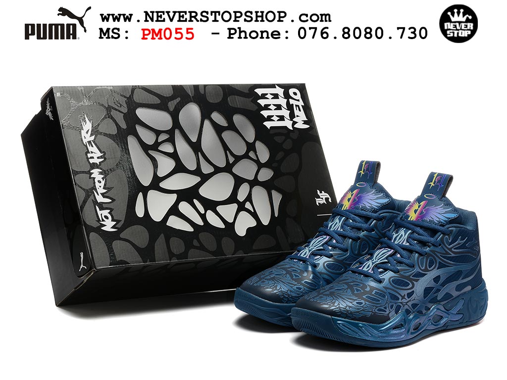 Giày bóng rổ Puma Lamelo Ball MB 04 Xanh Dương nam nữ hàng đẹp bản best rep 1:1 như chính hãng real giá rẻ tại NeverStop Sneaker Shop HCM