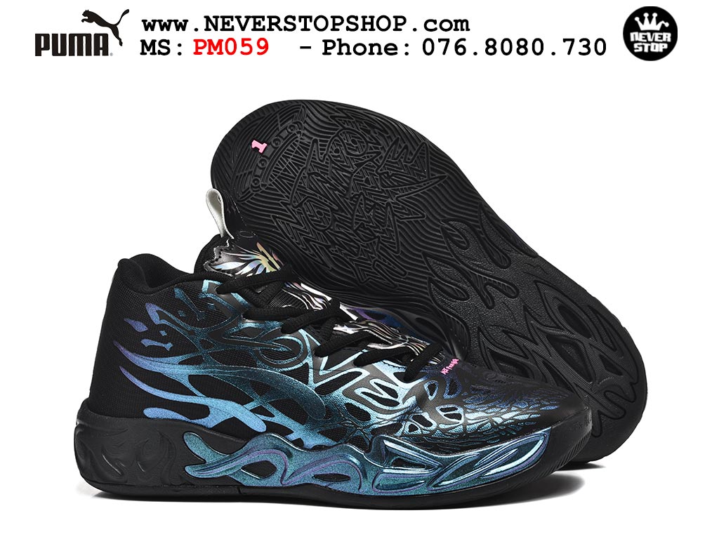 Giày bóng rổ Puma Lamelo Ball MB 04 Đen Xanh Dương nam nữ hàng đẹp bản best rep 1:1 như chính hãng real giá rẻ tại NeverStop Sneaker Shop HCM
