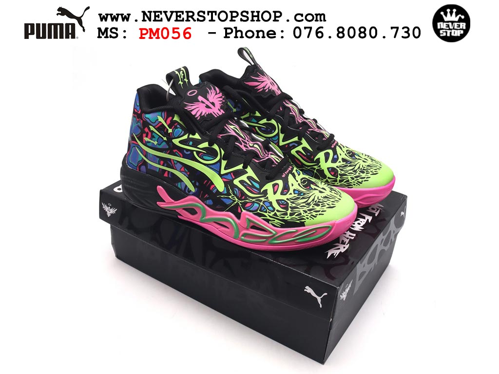 Giày bóng rổ Puma Lamelo Ball MB 04 Xanh Lá Hồng nam nữ hàng đẹp bản best rep 1:1 như chính hãng real giá rẻ tại NeverStop Sneaker Shop HCM