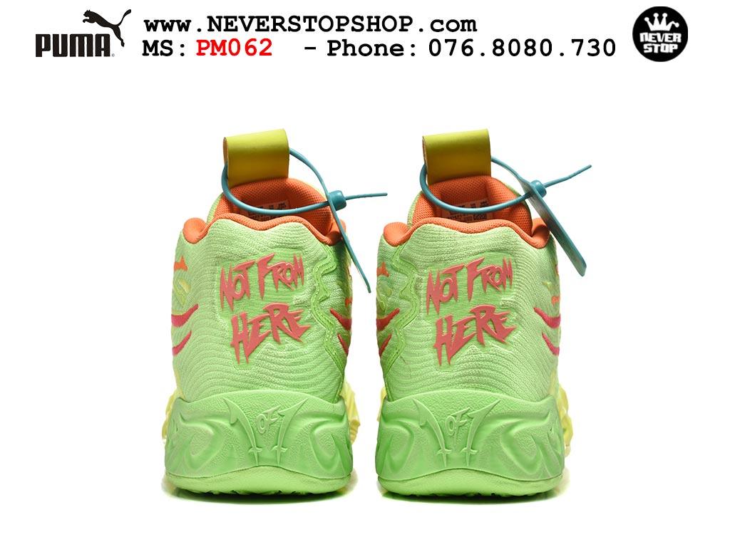 Giày bóng rổ Puma Lamelo Ball MB 04 Xanh Lá Vàng nam nữ hàng đẹp bản best rep 1:1 như chính hãng real giá rẻ tại NeverStop Sneaker Shop HCM