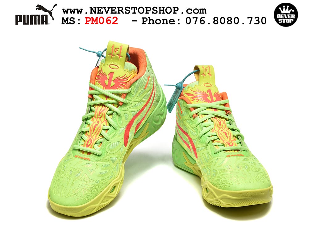 Giày bóng rổ Puma Lamelo Ball MB 04 Xanh Lá Vàng nam nữ hàng đẹp bản best rep 1:1 như chính hãng real giá rẻ tại NeverStop Sneaker Shop HCM