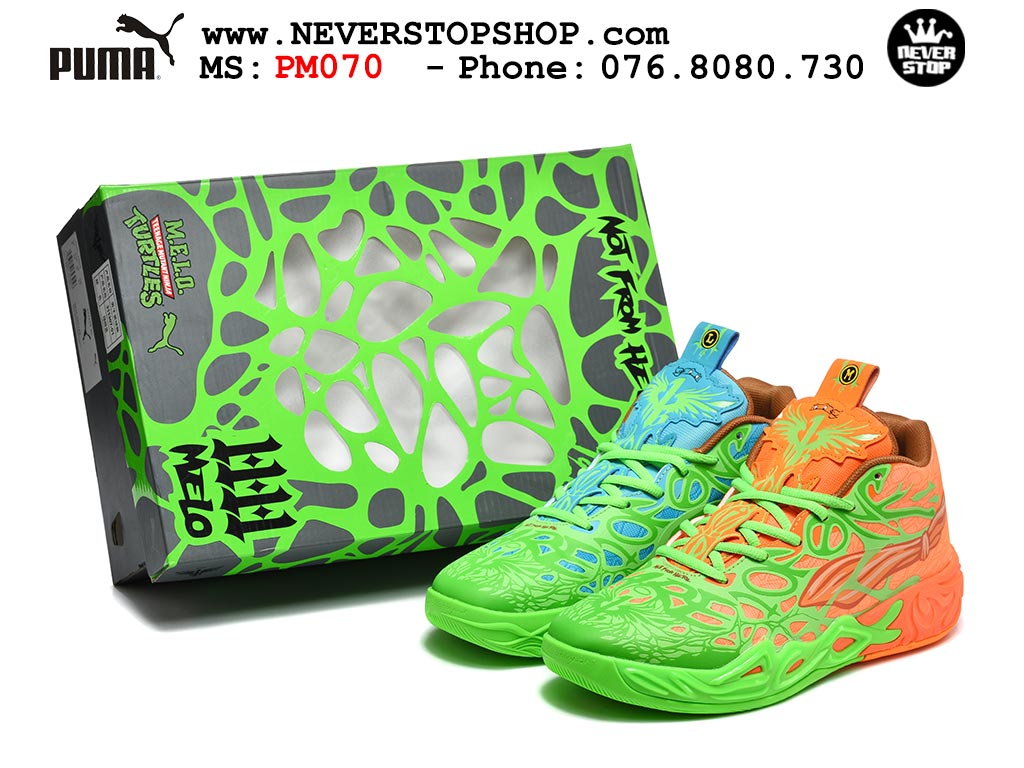 Giày bóng rổ Puma Lamelo Ball MB 04 Xanh Cam nam nữ hàng đẹp bản best rep 1:1 như chính hãng real giá rẻ tại NeverStop Sneaker Shop HCM