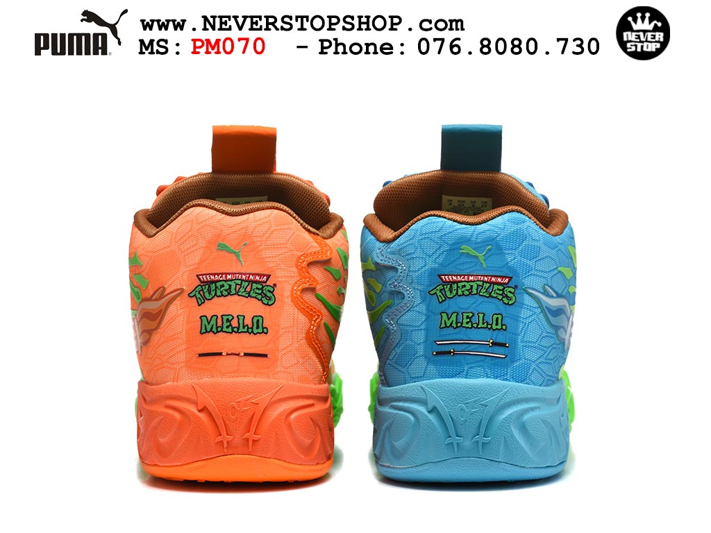 Giày bóng rổ Puma Lamelo Ball MB 04 Xanh Cam nam nữ hàng đẹp bản best rep 1:1 như chính hãng real giá rẻ tại NeverStop Sneaker Shop HCM