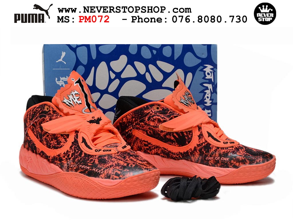 Giày bóng rổ outdoor Puma Lamelo Ball MB 05 Đen Cam nam nữ hàng đẹp bản best rep 1:1 như chính hãng real giá rẻ tại NeverStop Sneaker Shop HCM