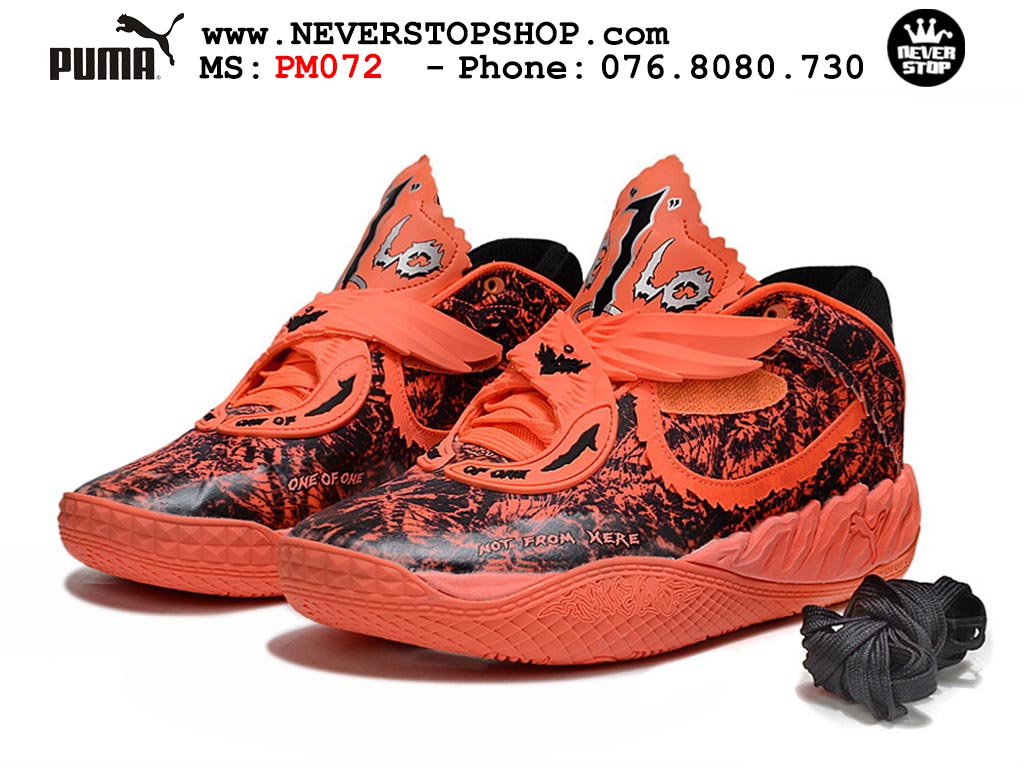 Giày bóng rổ outdoor Puma Lamelo Ball MB 05 Đen Cam nam nữ hàng đẹp bản best rep 1:1 như chính hãng real giá rẻ tại NeverStop Sneaker Shop HCM