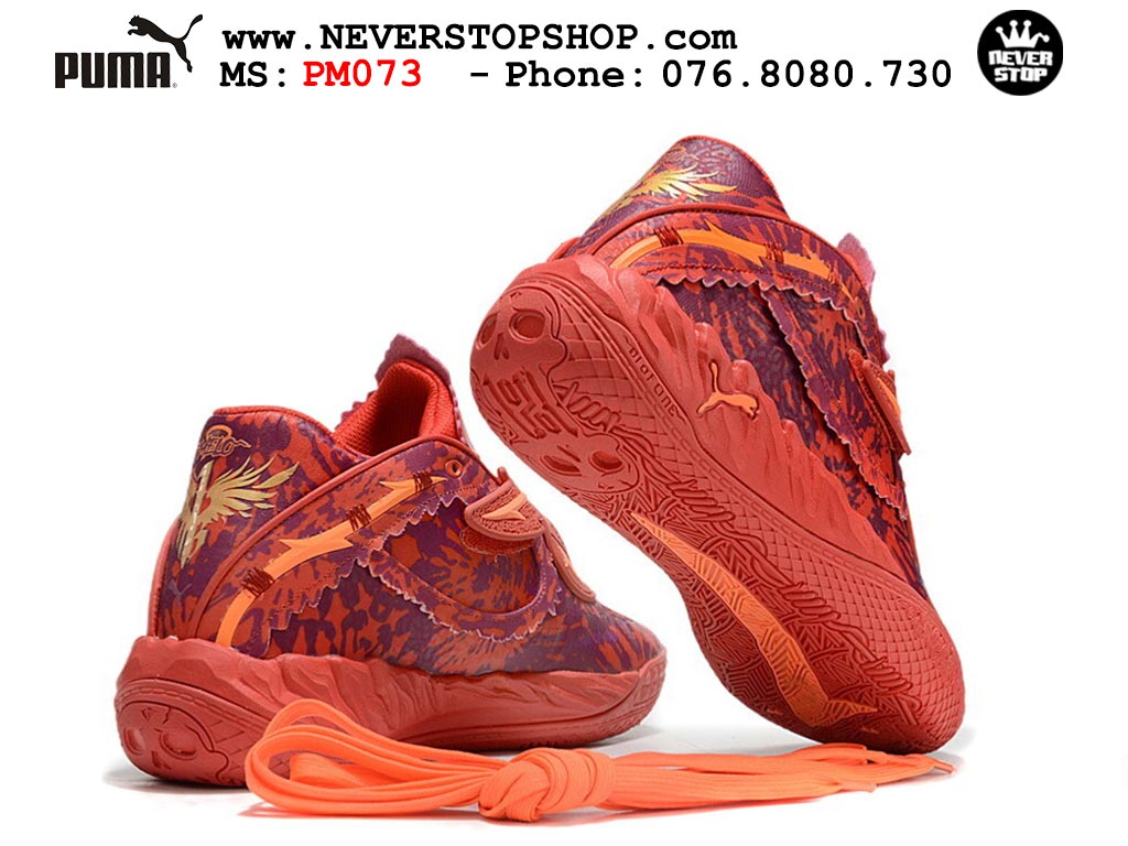Giày bóng rổ outdoor Puma Lamelo Ball MB 05 Cam Tím nam nữ hàng đẹp bản best rep 1:1 như chính hãng real giá rẻ tại NeverStop Sneaker Shop HCM