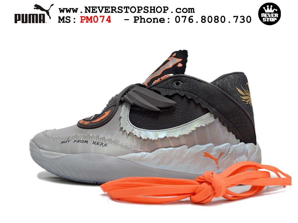 Giày bóng rổ outdoor Puma Lamelo Ball MB 05 Xám Đen nam nữ hàng đẹp bản best rep 1:1 như chính hãng real giá rẻ tại NeverStop Sneaker Shop HCM