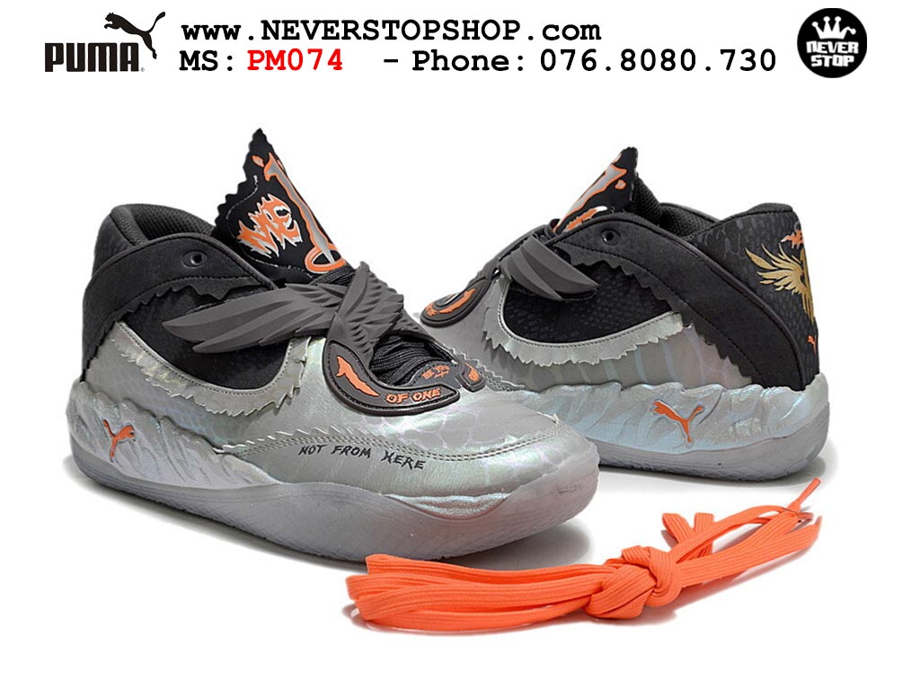 Giày bóng rổ outdoor Puma Lamelo Ball MB 05 Xám Đen nam nữ hàng đẹp bản best rep 1:1 như chính hãng real giá rẻ tại NeverStop Sneaker Shop HCM