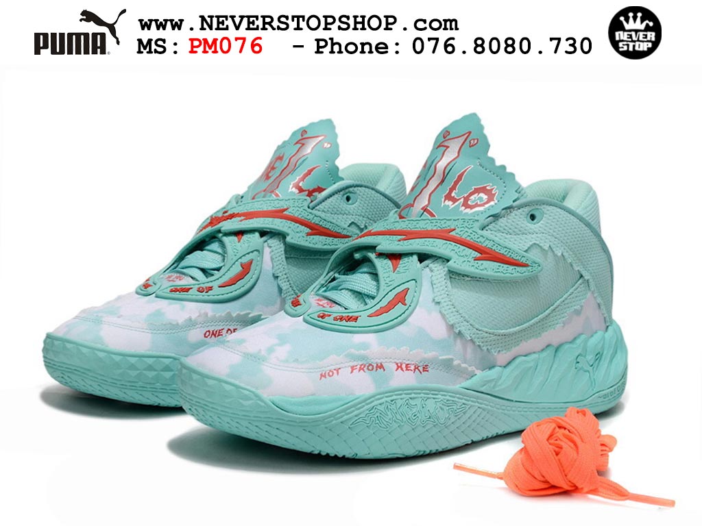 Giày bóng rổ outdoor Puma Lamelo Ball MB 05 Xanh Ngọc Trắng nam nữ hàng đẹp bản best rep 1:1 như chính hãng real giá rẻ tại NeverStop Sneaker Shop HCM