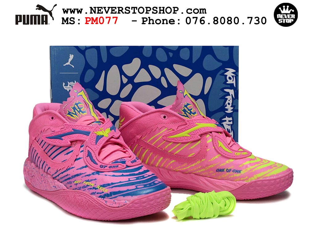 Giày bóng rổ outdoor Puma Lamelo Ball MB 05 Hồng Xanh nam nữ hàng đẹp bản best rep 1:1 như chính hãng real giá rẻ tại NeverStop Sneaker Shop HCM