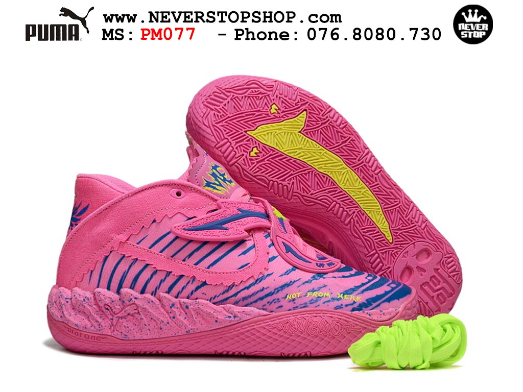 Giày bóng rổ outdoor Puma Lamelo Ball MB 05 Hồng Xanh nam nữ hàng đẹp bản best rep 1:1 như chính hãng real giá rẻ tại NeverStop Sneaker Shop HCM