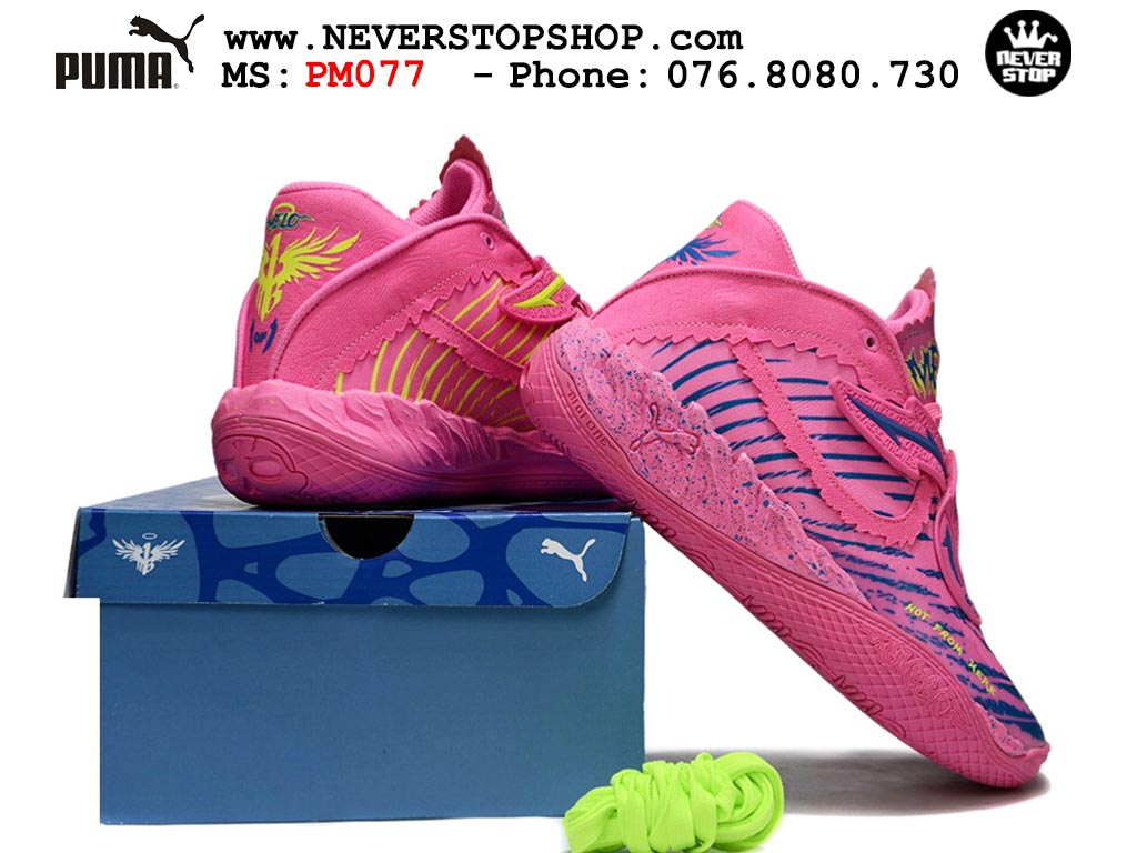 Giày bóng rổ outdoor Puma Lamelo Ball MB 05 Hồng Xanh nam nữ hàng đẹp bản best rep 1:1 như chính hãng real giá rẻ tại NeverStop Sneaker Shop HCM
