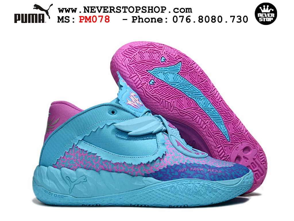 Giày bóng rổ outdoor Puma Lamelo Ball MB 05 Tím Xanh Dương nam nữ hàng đẹp bản best rep 1:1 như chính hãng real giá rẻ tại NeverStop Sneaker Shop HCM