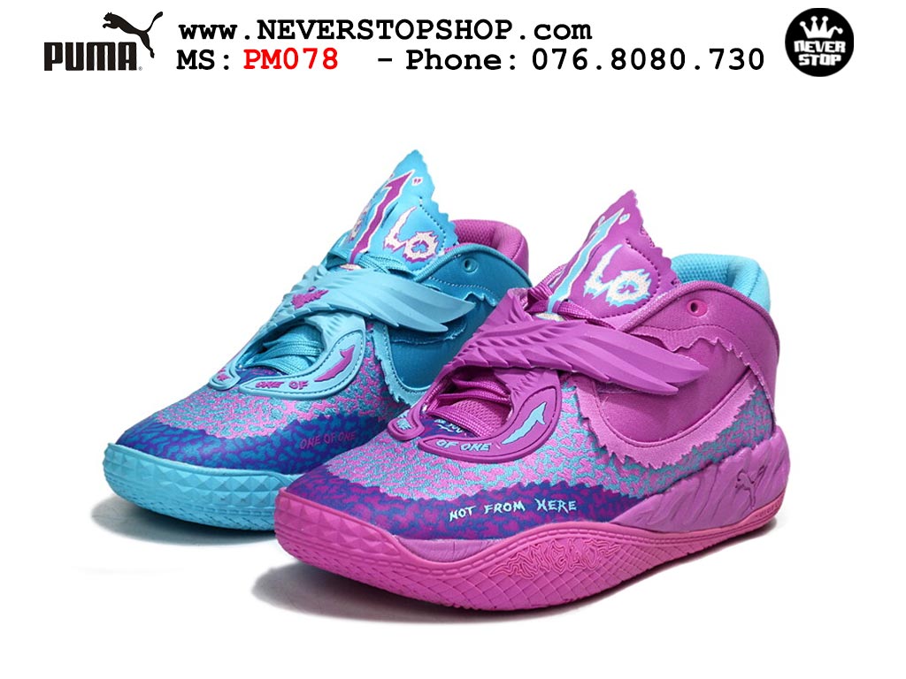 Giày bóng rổ outdoor Puma Lamelo Ball MB 05 Tím Xanh Dương nam nữ hàng đẹp bản best rep 1:1 như chính hãng real giá rẻ tại NeverStop Sneaker Shop HCM