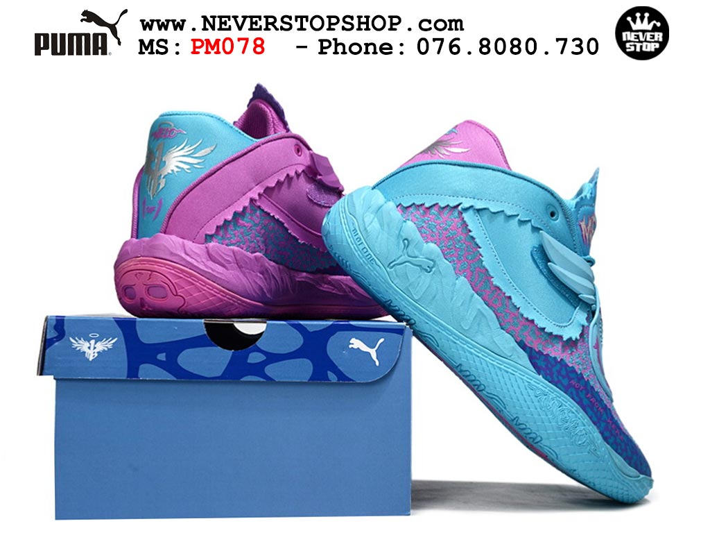 Giày bóng rổ outdoor Puma Lamelo Ball MB 05 Tím Xanh Dương nam nữ hàng đẹp bản best rep 1:1 như chính hãng real giá rẻ tại NeverStop Sneaker Shop HCM