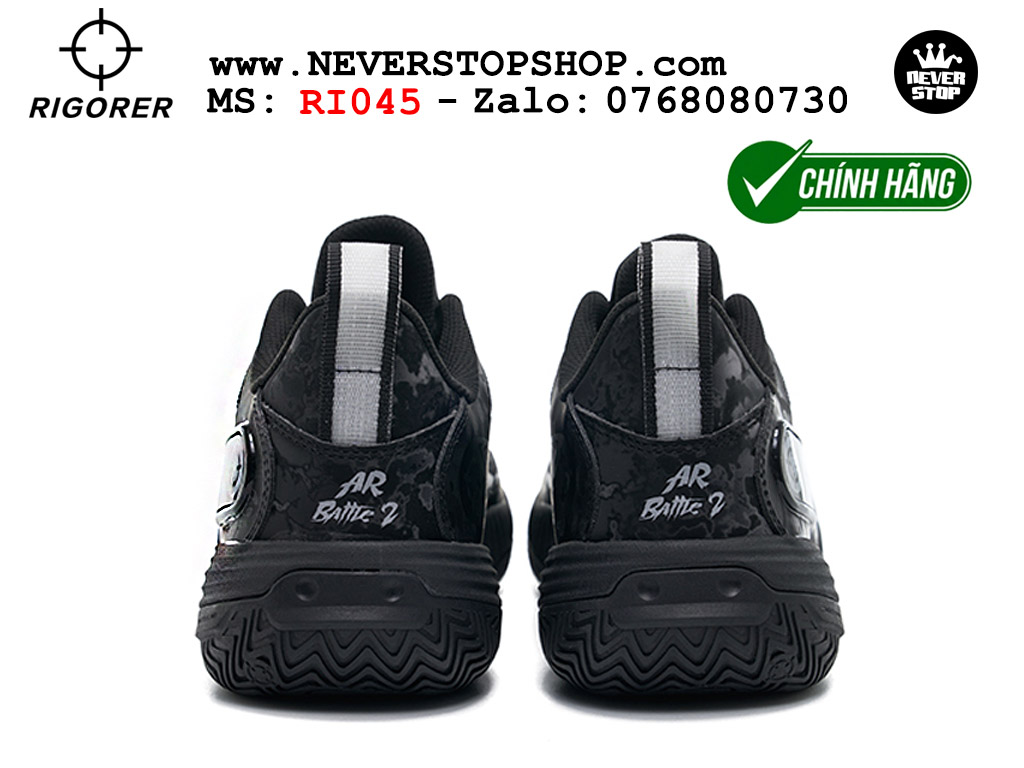 Giày bóng rổ chính hãng Rigorer AR Battle 2 Đen chuyên outdoor ngoài trời đế chống mòn tốt giá rẻ tại NeverStop Sneaker Shop HCM