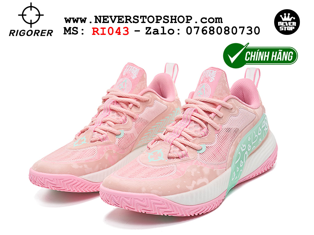 Giày bóng rổ outdoor RIGORER AR BATTLE 2 PINK nhẹ êm thoáng khí đế bám sân chống mòn original authentic chất lượng cao giá rẻ tốt nhất Hồ Chi Minh Giày bóng rổ chính hãng Rigorer AR Battle 2 Hồng Xanh chuyên outdoor ngoài trời đế chống mòn tốt giá rẻ tại NeverStop Sneaker Shop HCM
