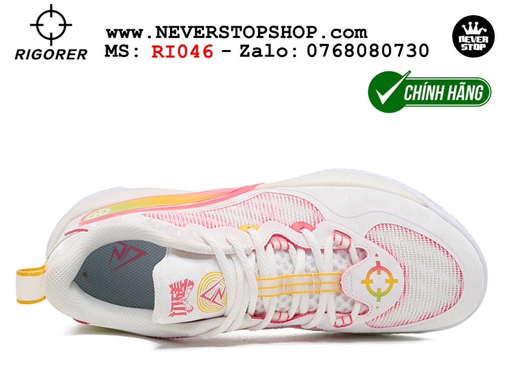 Giày bóng rổ chính hãng Rigorer AR Battle 2 Trắng Vàng chuyên outdoor ngoài trời đế chống mòn tốt giá rẻ tại NeverStop Sneaker Shop HCM