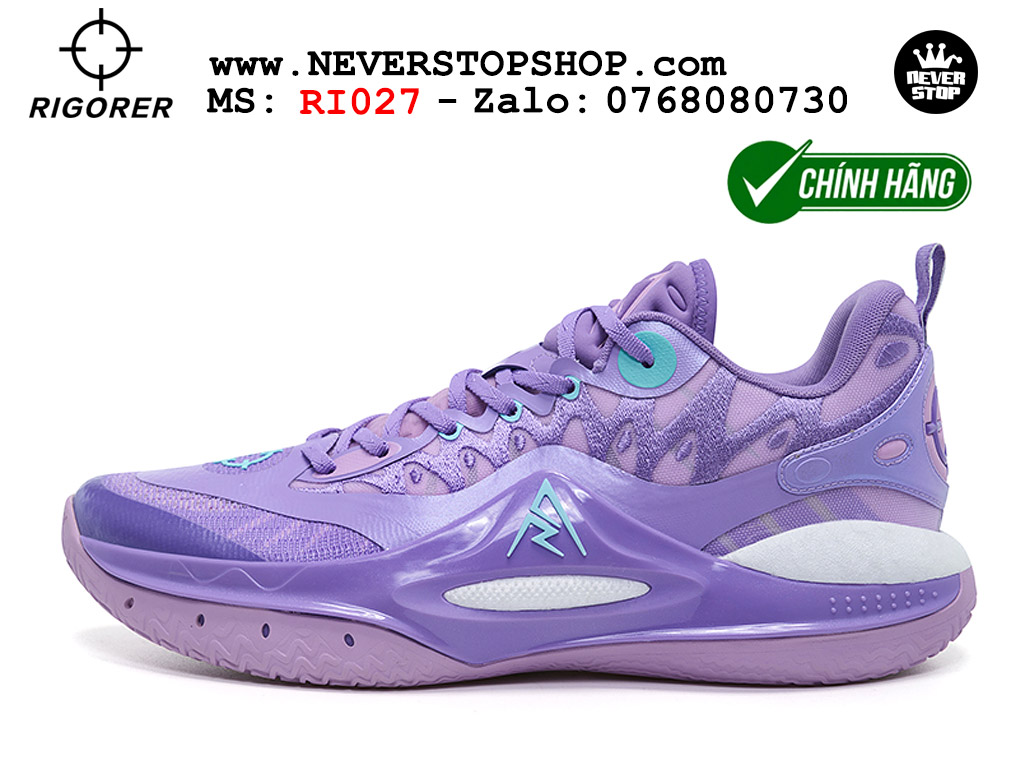Giày bóng rổ chính hãng Rigorer AR 2 Tím Trắng chuyên outdoor đế tăng cường chơi ngoài trời bám sân tốt NeverStopShop