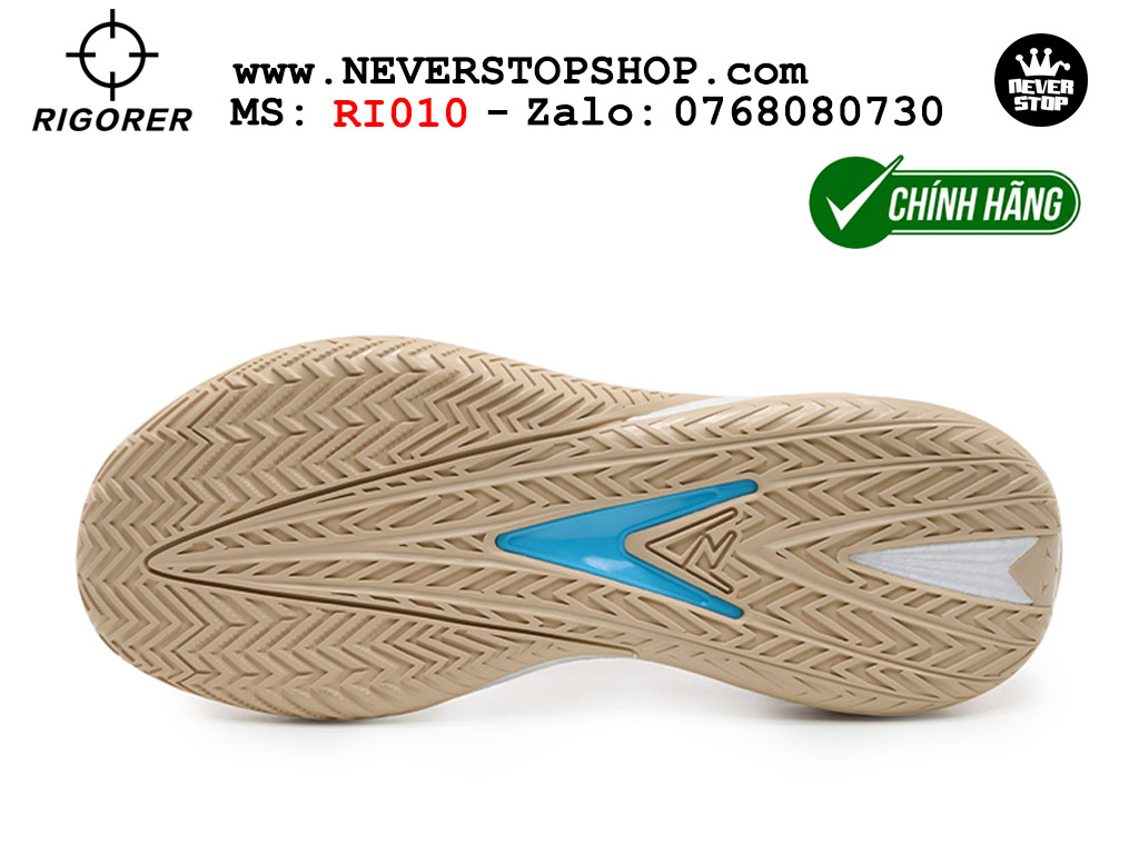 Giày bóng rổ chính hãng Rigorer AR 3 Nâu Trắng chuyên outdoor đế chống mòn tốt giá rẻ tại NeverStop Sneaker Shop HCM