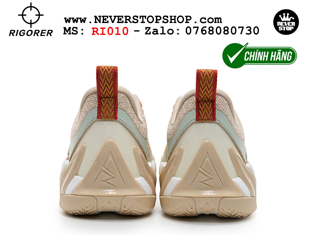 Giày bóng rổ chính hãng Rigorer AR 3 Nâu Trắng chuyên outdoor đế chống mòn tốt giá rẻ tại NeverStop Sneaker Shop HCM