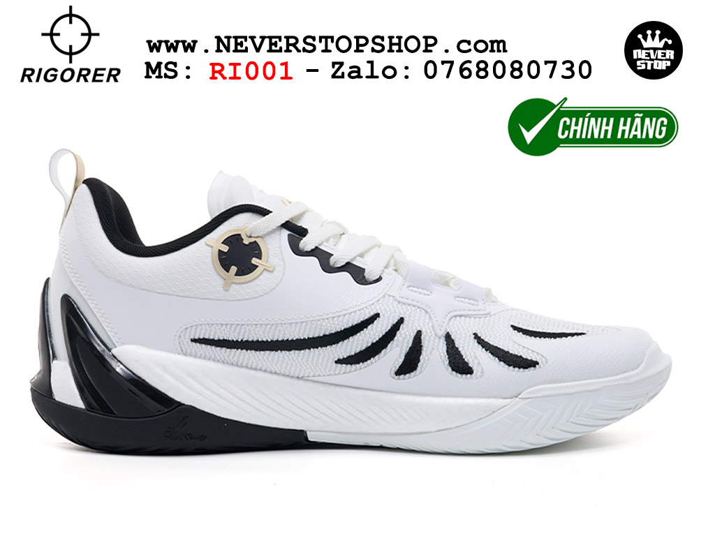 Giày bóng rổ chính hãng Rigorer AR 3 Đen Trắng Vàng chuyên outdoor đế chống mòn tốt giá rẻ tại NeverStop Sneaker Shop HCM