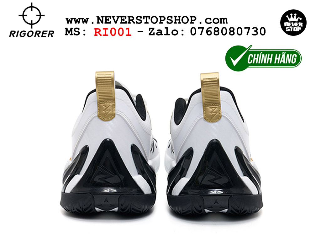 Giày bóng rổ chính hãng Rigorer AR 3 Đen Trắng Vàng chuyên outdoor đế chống mòn tốt giá rẻ tại NeverStop Sneaker Shop HCM