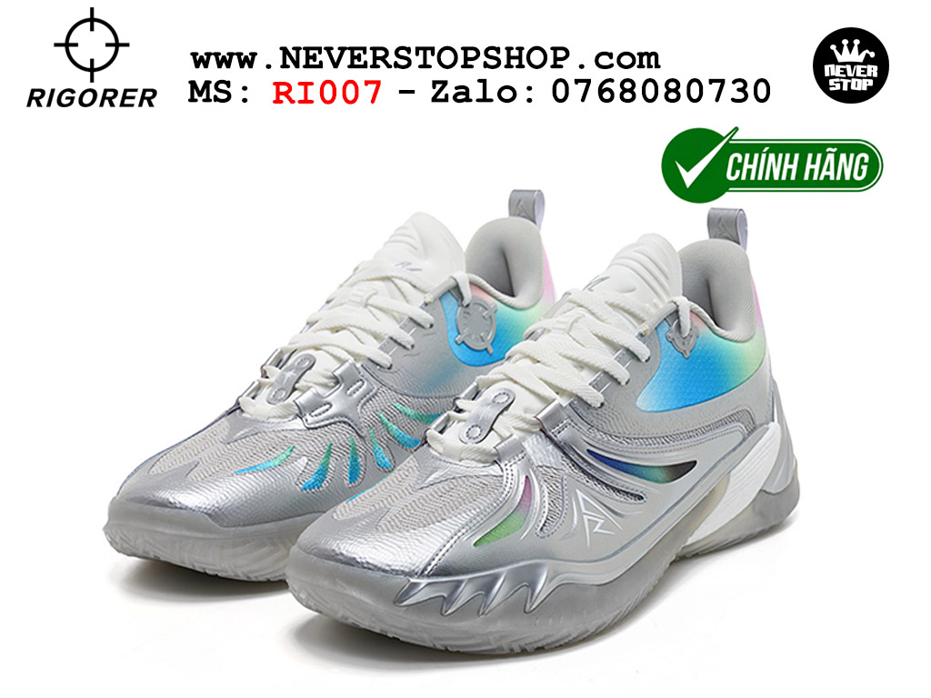 Giày bóng rổ chính hãng Rigorer AR 3 Bạc Xám chuyên outdoor đế chống mòn tốt giá rẻ tại NeverStop Sneaker Shop HCM