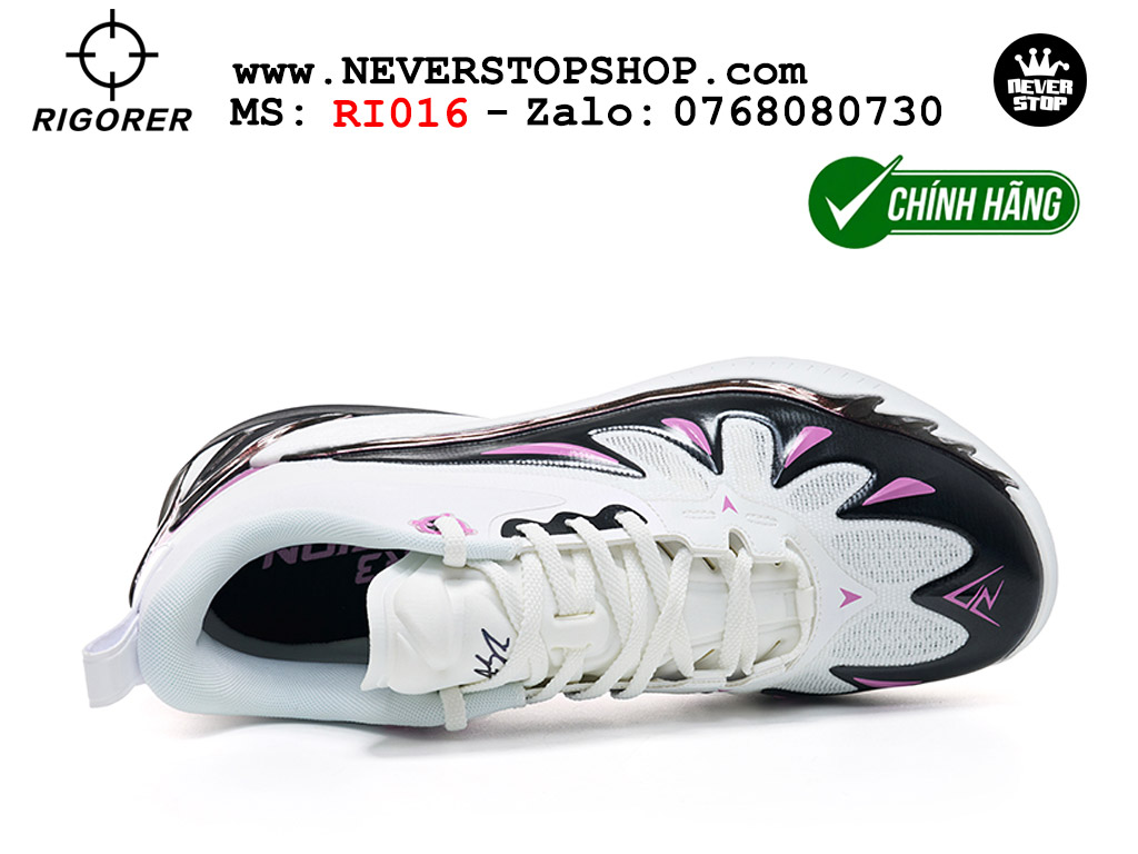 Giày bóng rổ chính hãng Rigorer AR 3 Trắng Tím Đen chuyên outdoor đế chống mòn tốt giá rẻ tại NeverStop Sneaker Shop HCM