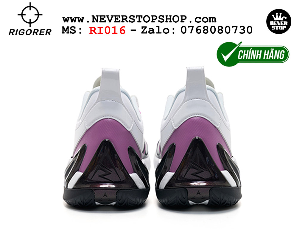 Giày bóng rổ chính hãng Rigorer AR 3 Trắng Tím Đen chuyên outdoor đế chống mòn tốt giá rẻ tại NeverStop Sneaker Shop HCM