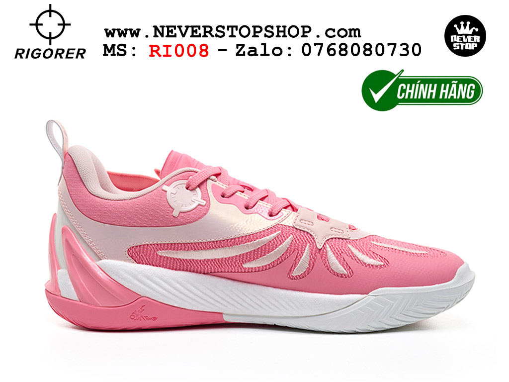 Giày bóng rổ chính hãng Rigorer AR 3 Hồng Trắng chuyên outdoor đế chống mòn tốt giá rẻ tại NeverStop Sneaker Shop HCM