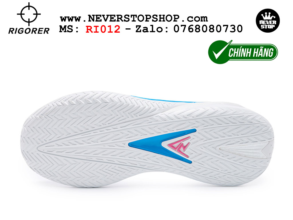 Giày bóng rổ chính hãng Rigorer AR 3 Trắng Xanh Hồng chuyên outdoor đế chống mòn tốt giá rẻ tại NeverStop Sneaker Shop HCM