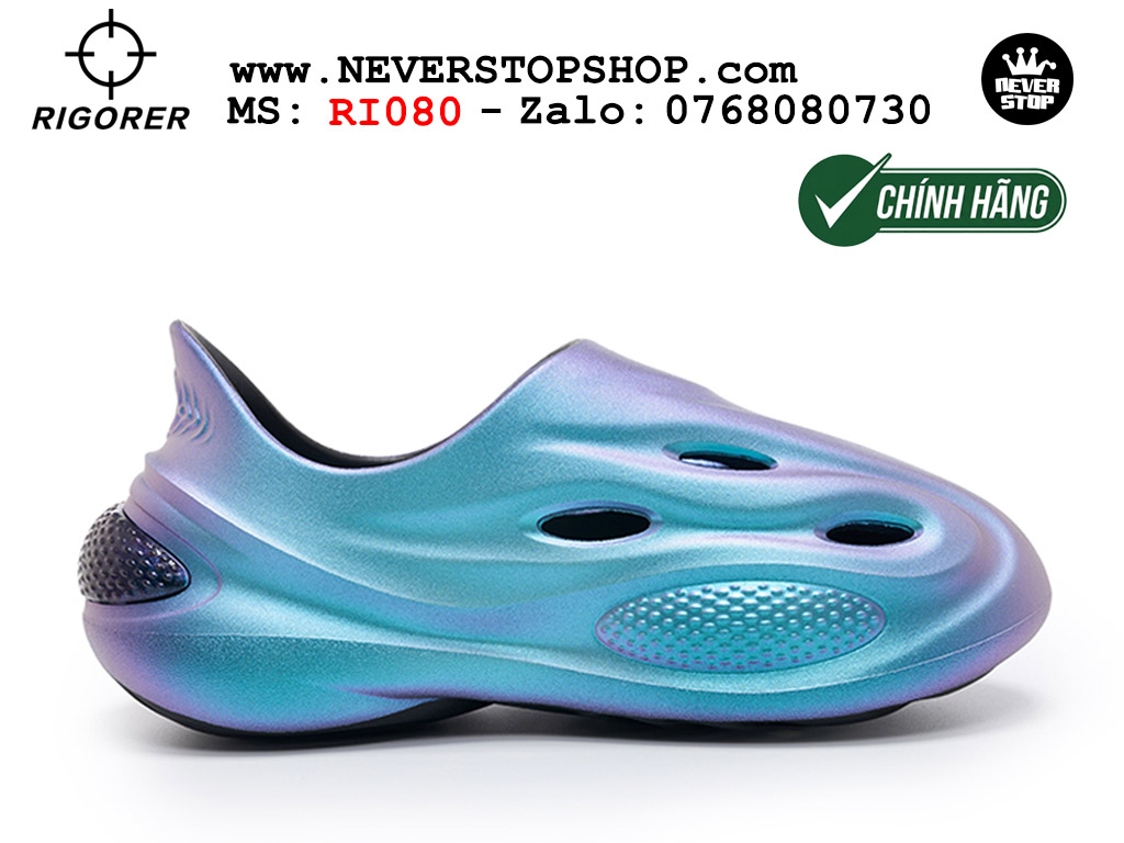 Dép chính hãng RIGORER DONG DONG SLIDES Xanh Tím chống trượt chống nước giá rẻ tại NeverStop Sneaker Shop HCM