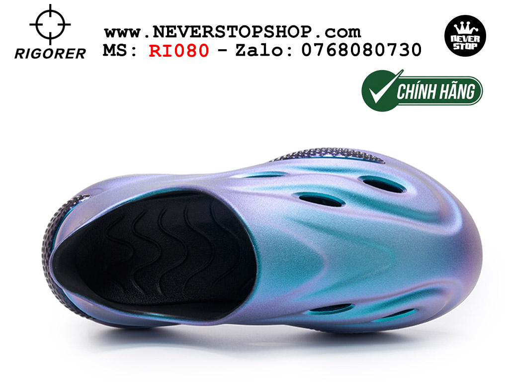 Dép chính hãng RIGORER DONG DONG SLIDES Xanh Tím chống trượt chống nước giá rẻ tại NeverStop Sneaker Shop HCM