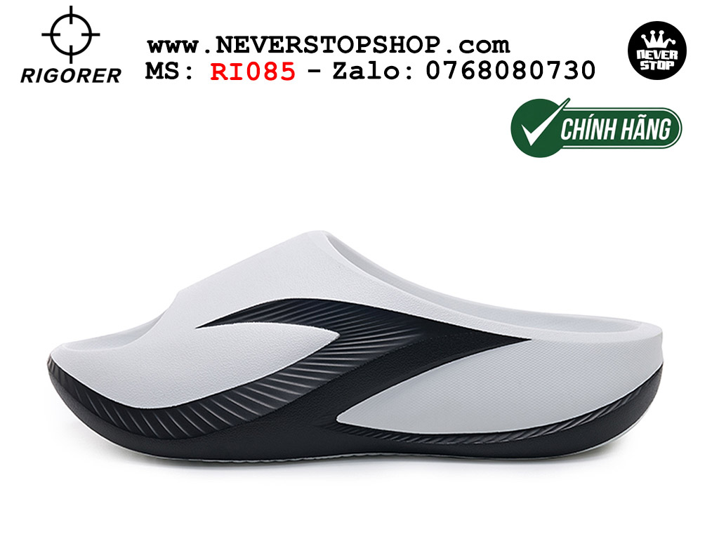 Dép bóng rổ tập gym chạy bộ Rigorer Horizon Slides Trắng Đen original chống trượt chống nước giá rẻ tại NeverStop Sneaker Shop HCM