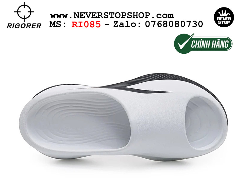 Dép bóng rổ tập gym chạy bộ Rigorer Horizon Slides Trắng Đen original chống trượt chống nước giá rẻ tại NeverStop Sneaker Shop HCM