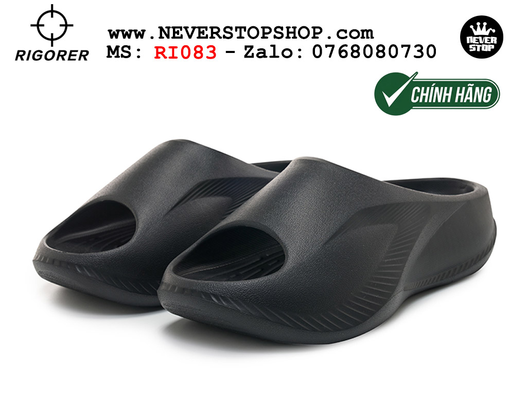 Dép bóng rổ tập gym chạy bộ Rigorer Horizon Slides Đen original chống trượt chống nước giá rẻ tại NeverStop Sneaker Shop HCM