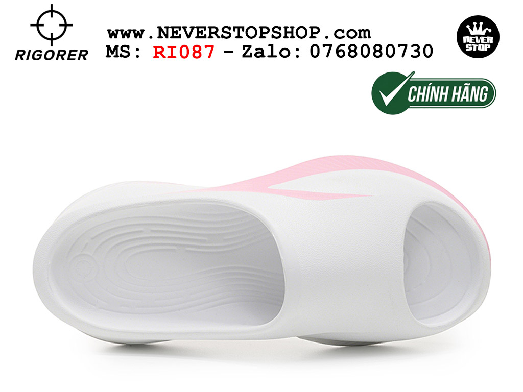 Dép bóng rổ tập gym chạy bộ Rigorer Horizon Slides Trắng Hồng original chống trượt chống nước giá rẻ tại NeverStop Sneaker Shop HCM